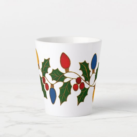 Cloisonne Art Christmas Lights and Holly Latte Mok (Voorkant)