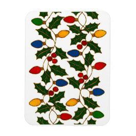 Cloisonne Art Christmas Lights and Holly Magneet