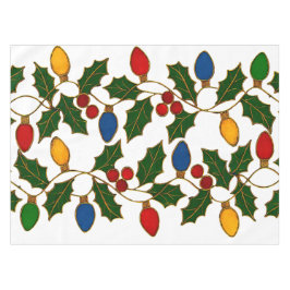 Cloisonne Art Christmas Lights and Holly Tafelkleed