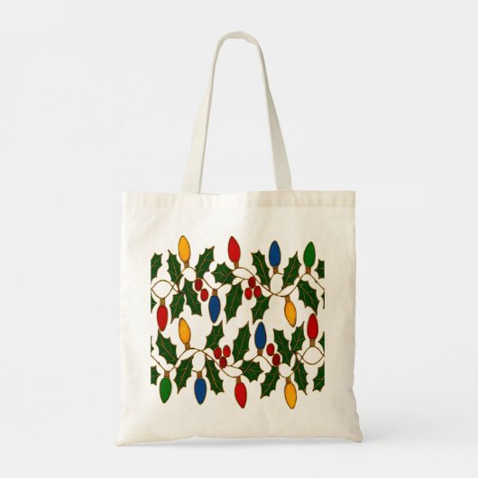 Cloisonne Art Christmas Lights and Holly Tote Bag (Achterkant)