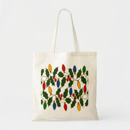Cloisonne Art Christmas Lights and Holly Tote Bag