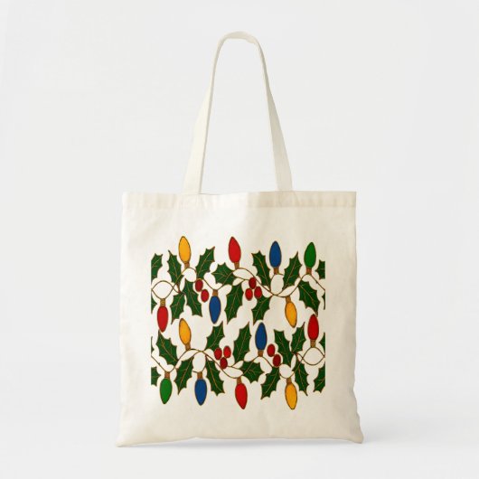Cloisonne Art Christmas Lights and Holly Tote Bag (Voorkant)