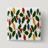 Cloisonne Art Christmas Lights and Holly Vierkante Button 5,1 Cm (Voorkant)
