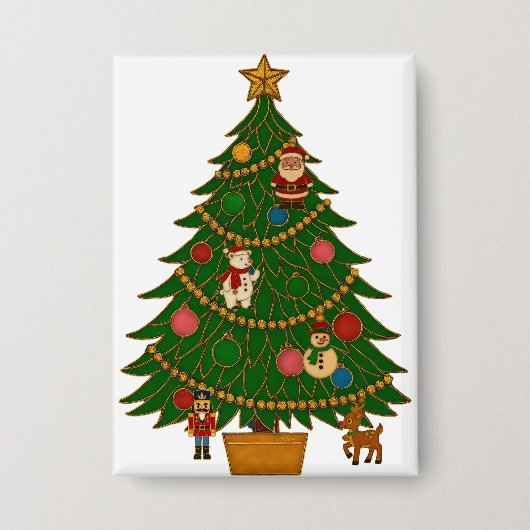 Cloisonne Art Christmas Tree Character Ornaments Button (Voorkant)