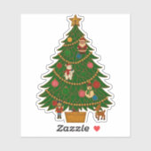 Cloisonne Art Christmas Tree Character Ornaments Sticker (Vel)