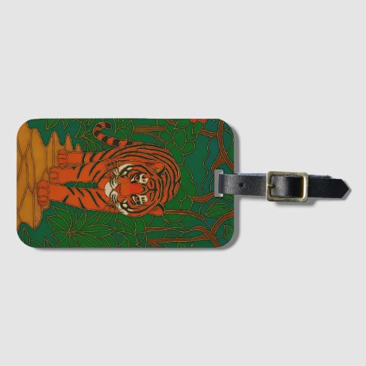 Cloisonne Art Tiger on the Jungle Path Bagagelabel (Voorkant (horizontaal))