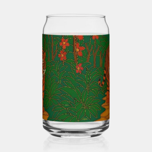 Cloisonne Art Tiger on the Jungle Path Blikvorm Glas (Links)