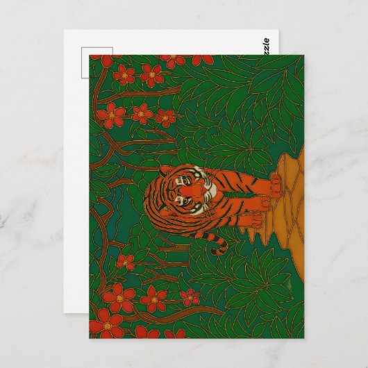 Cloisonne Art Tiger on the Jungle Path Briefkaart (Voorkant / Achterkant)