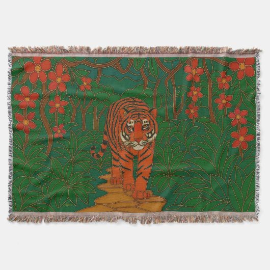 Cloisonne Art Tiger on the Jungle Path Deken (Voorkant)