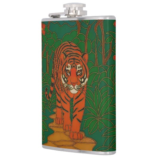 Cloisonne Art Tiger on the Jungle Path Heupfles (Links)