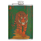 Cloisonne Art Tiger on the Jungle Path Heupfles (Voorkant)