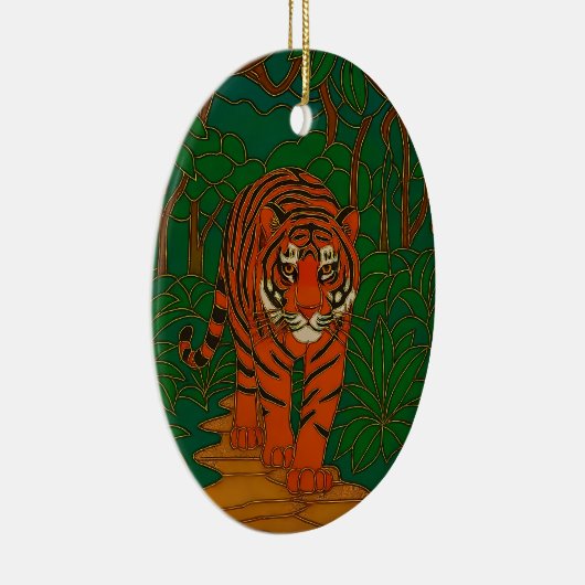 Cloisonne Art Tiger on the Jungle Path Keramisch Ornament (Rechts)