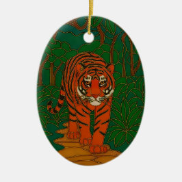 Cloisonne Art Tiger on the Jungle Path Keramisch Ornament