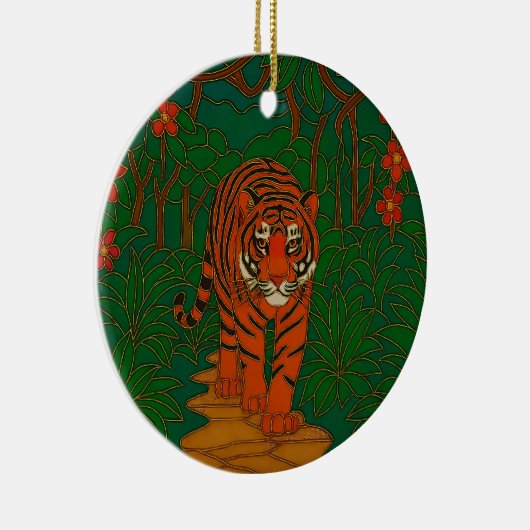 Cloisonne Art Tiger on the Jungle Path Keramisch Ornament (Rechts)
