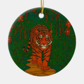 Cloisonne Art Tiger on the Jungle Path Keramisch Ornament (Voorkant)