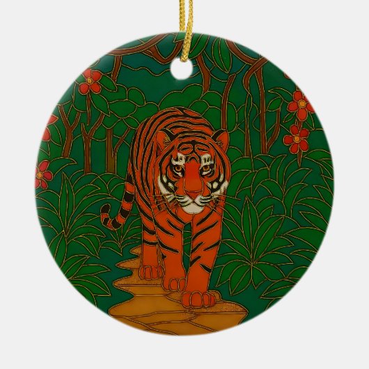 Cloisonne Art Tiger on the Jungle Path Keramisch Ornament (Voorkant)