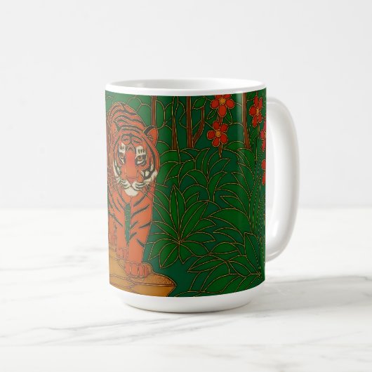 Cloisonne Art Tiger on the Jungle Path Koffiemok (Voorkant rechts)