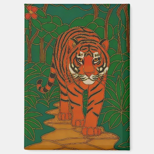Cloisonne Art Tiger on the Jungle Path Magneet (Voorkant)
