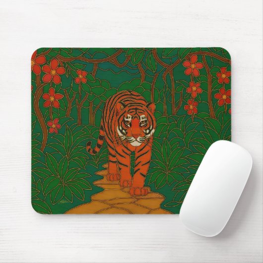 Cloisonne Art Tiger on the Jungle Path Muismat (Met muis)