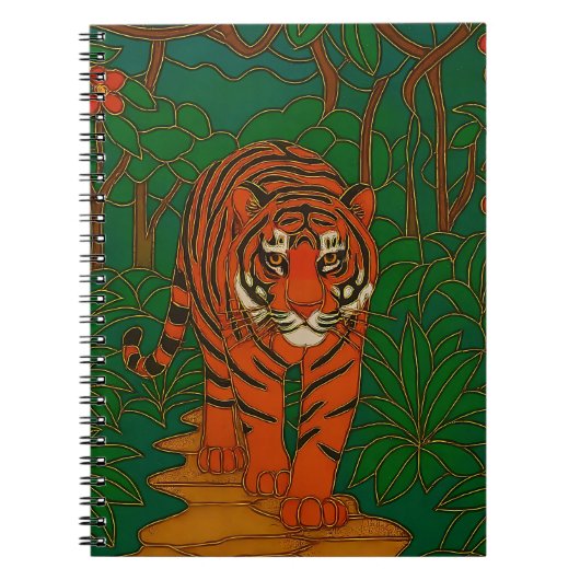 Cloisonne Art Tiger on the Jungle Path Notitieboek (Voorkant)