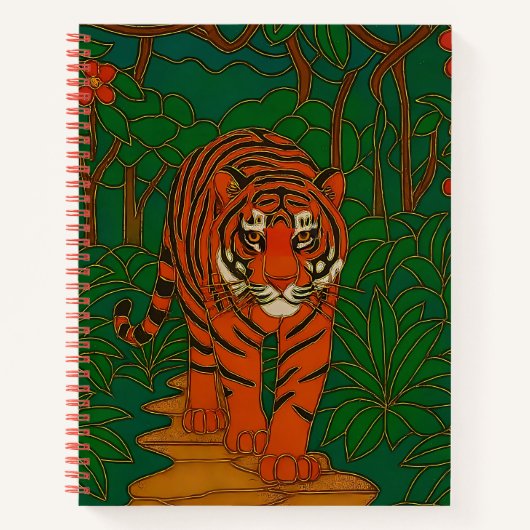 Cloisonne Art Tiger on the Jungle Path Notitieboek (Voorkant)