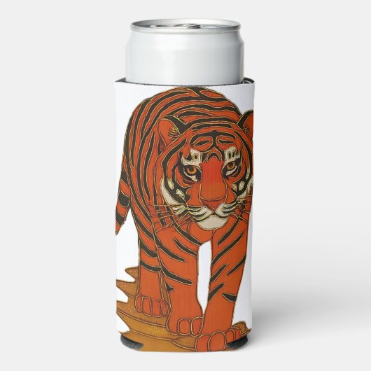 Cloisonne Art Tiger on the Jungle Path Seltzer Blikjeskoeler (Seltzer Achterkant)