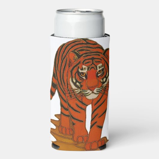 Cloisonne Art Tiger on the Jungle Path Seltzer Blikjeskoeler (Seltzer Voorkant)