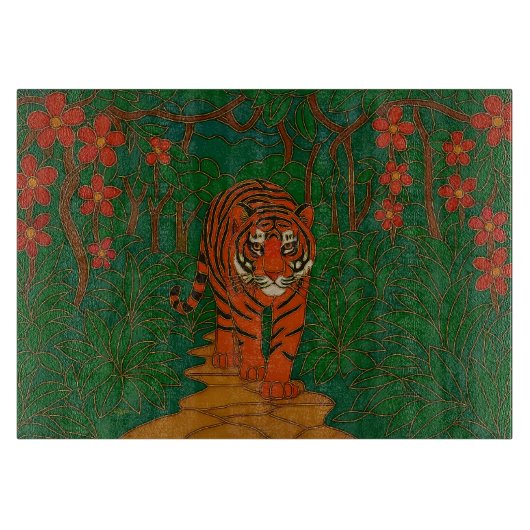 Cloisonne Art Tiger on the Jungle Path Snijplank (Voorkant)