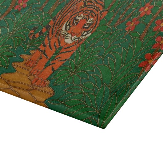 Cloisonne Art Tiger on the Jungle Path Snijplank (Hoek)