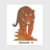 Cloisonne Art Tiger on the Jungle Path Sticker (Vel)