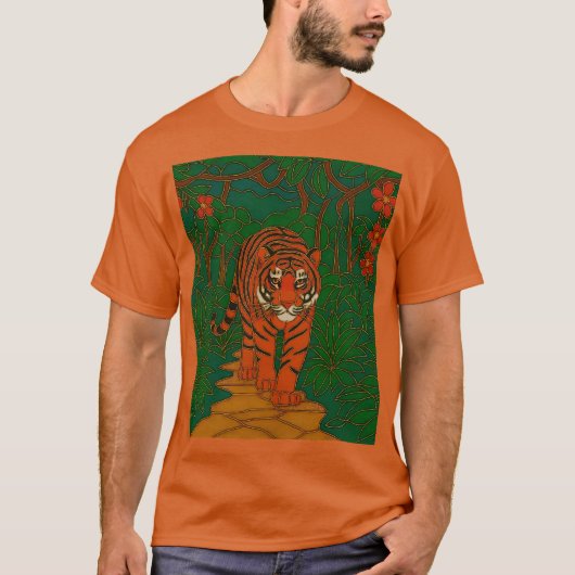 Cloisonne Art Tiger on the Jungle Path T-shirt (Voorkant)
