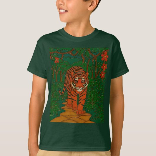 Cloisonne Art Tiger on the Jungle Path T-shirt (Voorkant)