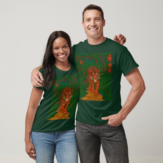 Cloisonne Art Tiger on the Jungle Path T-shirt (Unisex)
