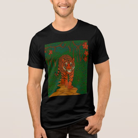 Cloisonne Art Tiger on the Jungle Path Tri-Blend Shirt (Voorkant)