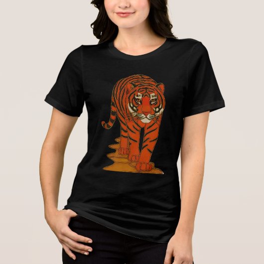 Cloisonne Art Tiger on the Jungle Path Tri-Blend Shirt (Voorkant)