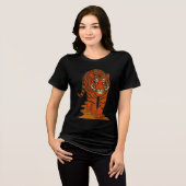 Cloisonne Art Tiger on the Jungle Path Tri-Blend Shirt (Voorkant volledig)