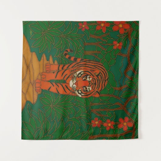 Cloisonne Art Tiger on the Jungle Path Wandkleed (Voorkant (horizontaal))