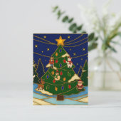 Cloisonne Art Whimsical Forest Classic Christmas  Briefkaart (Staand voorkant)