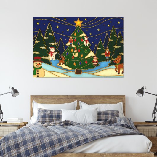 Cloisonne Art Whimsical Forest Classic Christmas  Canvas Afdruk (Insitu (Slaapkamer))