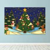 Cloisonne Art Whimsical Forest Classic Christmas  Canvas Afdruk (Insitu (Houten vloer))