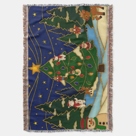 Cloisonne Art Whimsical Forest Classic Christmas  Deken (Voorkant Verticaal)