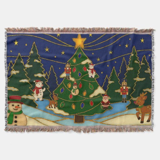 Cloisonne Art Whimsical Forest Classic Christmas  Deken (Voorkant)