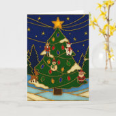Cloisonne Art Whimsical Forest Classic Christmas Kaart (Gele Bloem)