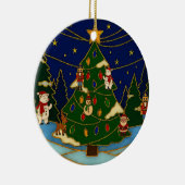 Cloisonne Art Whimsical Forest Classic Christmas  Keramisch Ornament (Rechts)