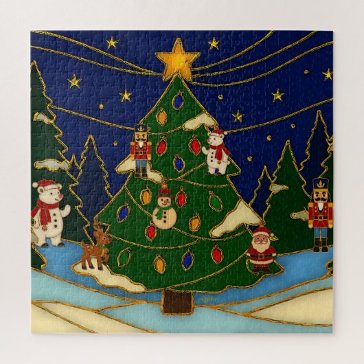 Cloisonne Art Whimsical Forest Classic Christmas  Legpuzzel (Verticaal)