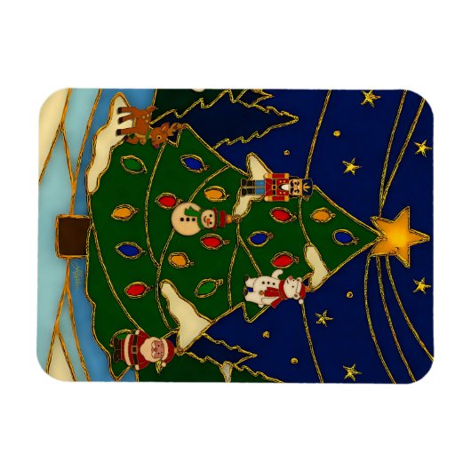 Cloisonne Art Whimsical Forest Classic Christmas  Magneet (Horizontaal)