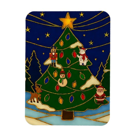 Cloisonne Art Whimsical Forest Classic Christmas  Magneet (Verticaal)