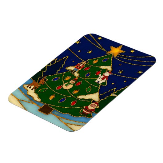 Cloisonne Art Whimsical Forest Classic Christmas  Magneet (Linkerzijde)