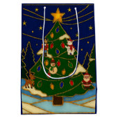 Cloisonne Art Whimsical Forest Classic Christmas Medium Cadeauzakje (Achterkant)