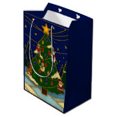 Cloisonne Art Whimsical Forest Classic Christmas Medium Cadeauzakje (Achterkant Gekanteld)